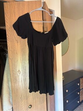 Altar’d State Black Short Sleeve Babydoll Dress